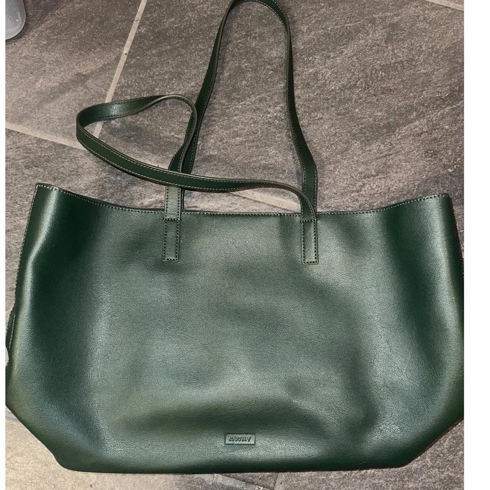 Away Latitude Tote Forrest Green Leather Travel Bag with Trolley Sleeve Pouch